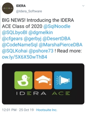 IDERA's tweet announcement